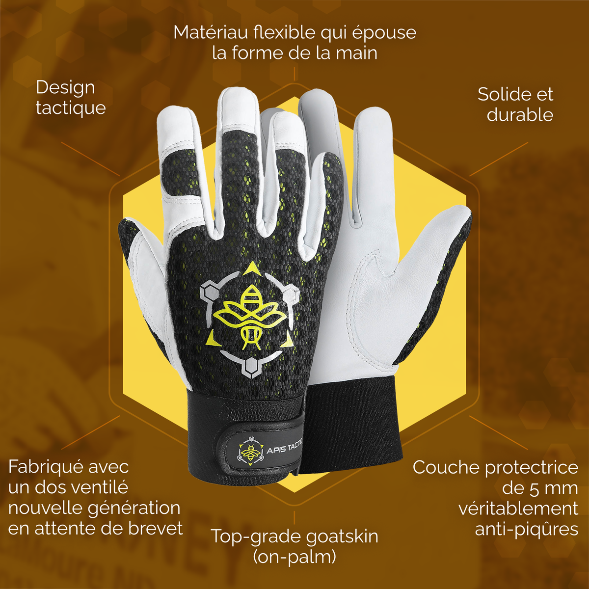 Gants d'apiculture Apis Tactical PRO blancs