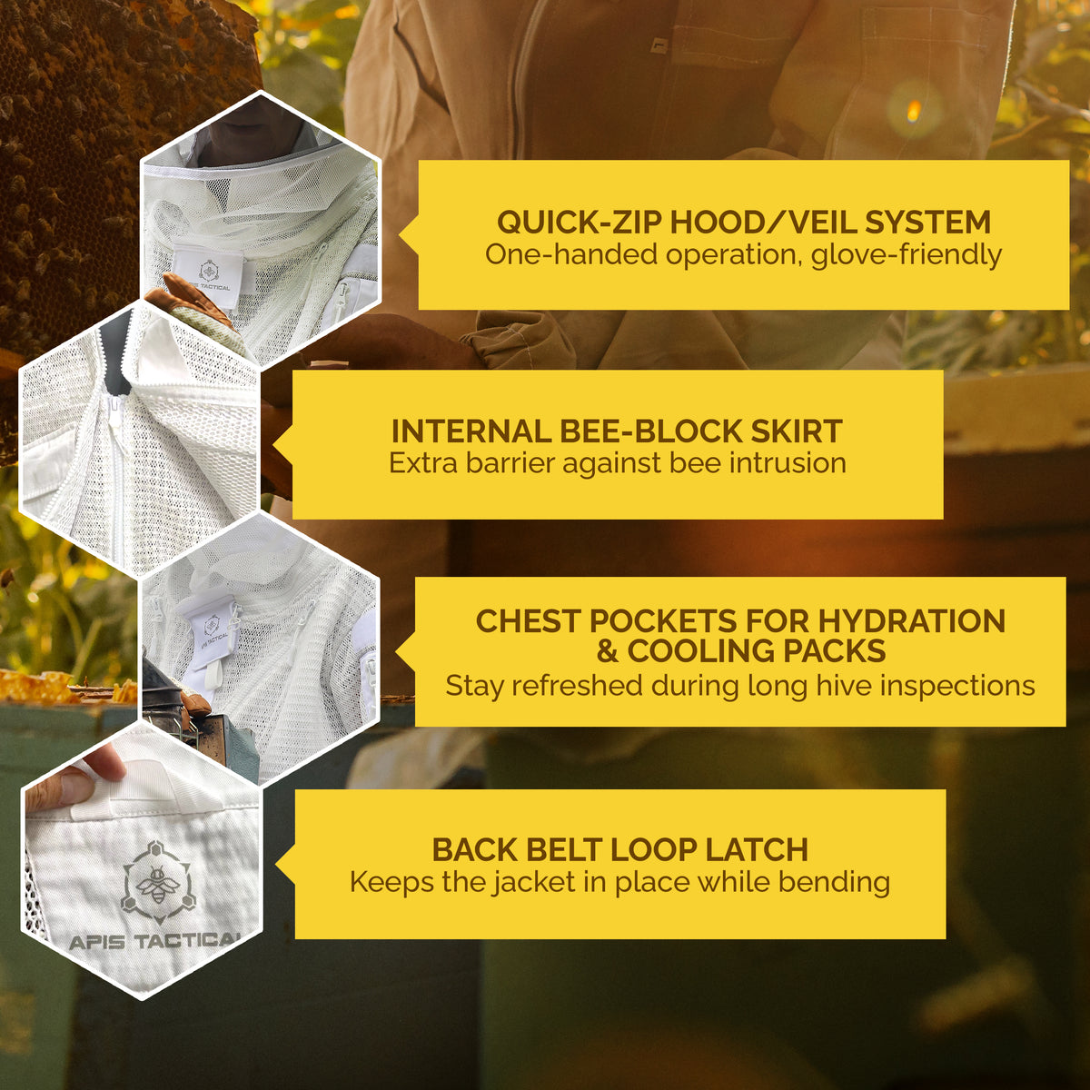 Apis Tactical PRO Ventilated Beekeeping Jacket – 3-Layer Sting Protection with Tactical Storage