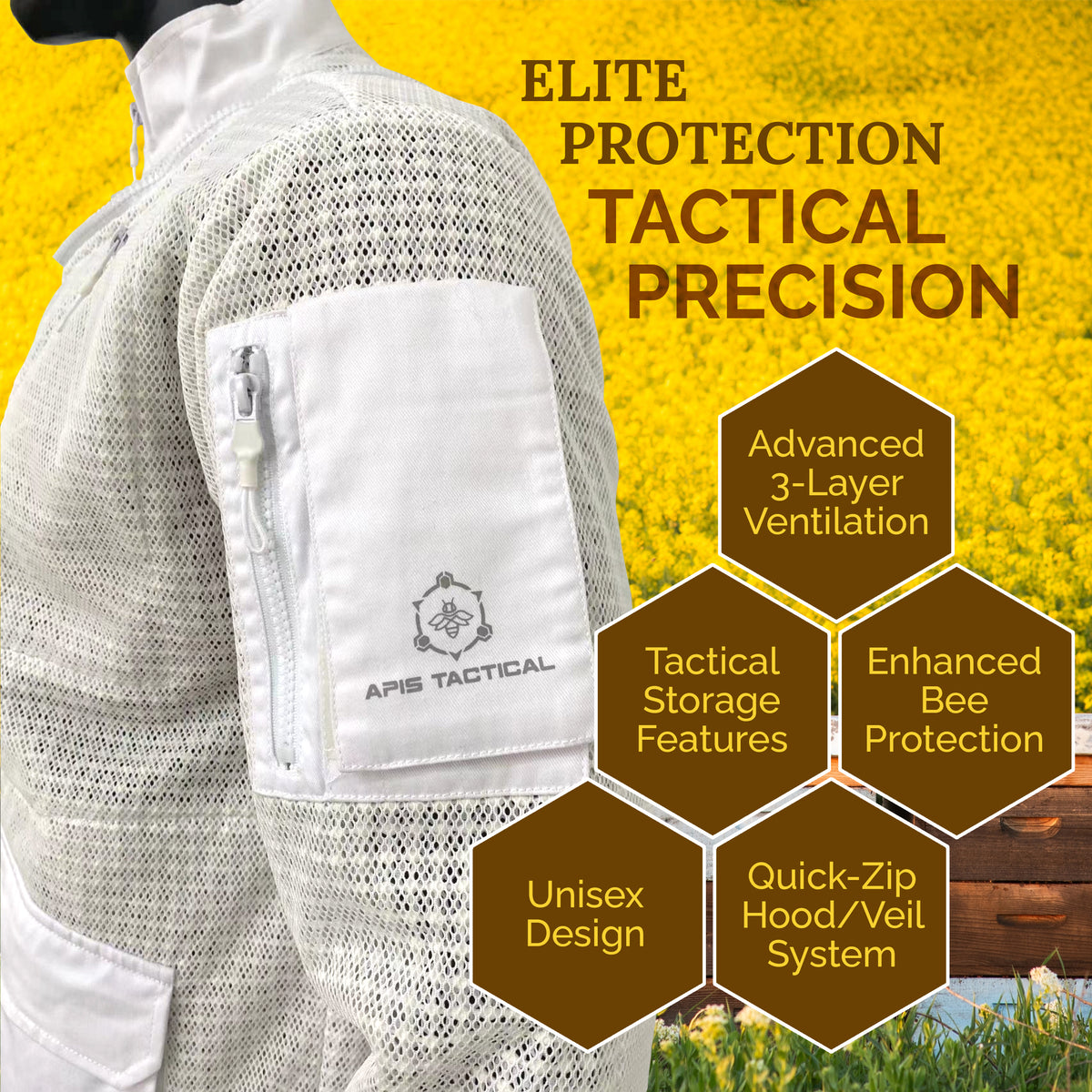 Apis Tactical PRO Ventilated Beekeeping Jacket – 3-Layer Sting Protection with Tactical Storage