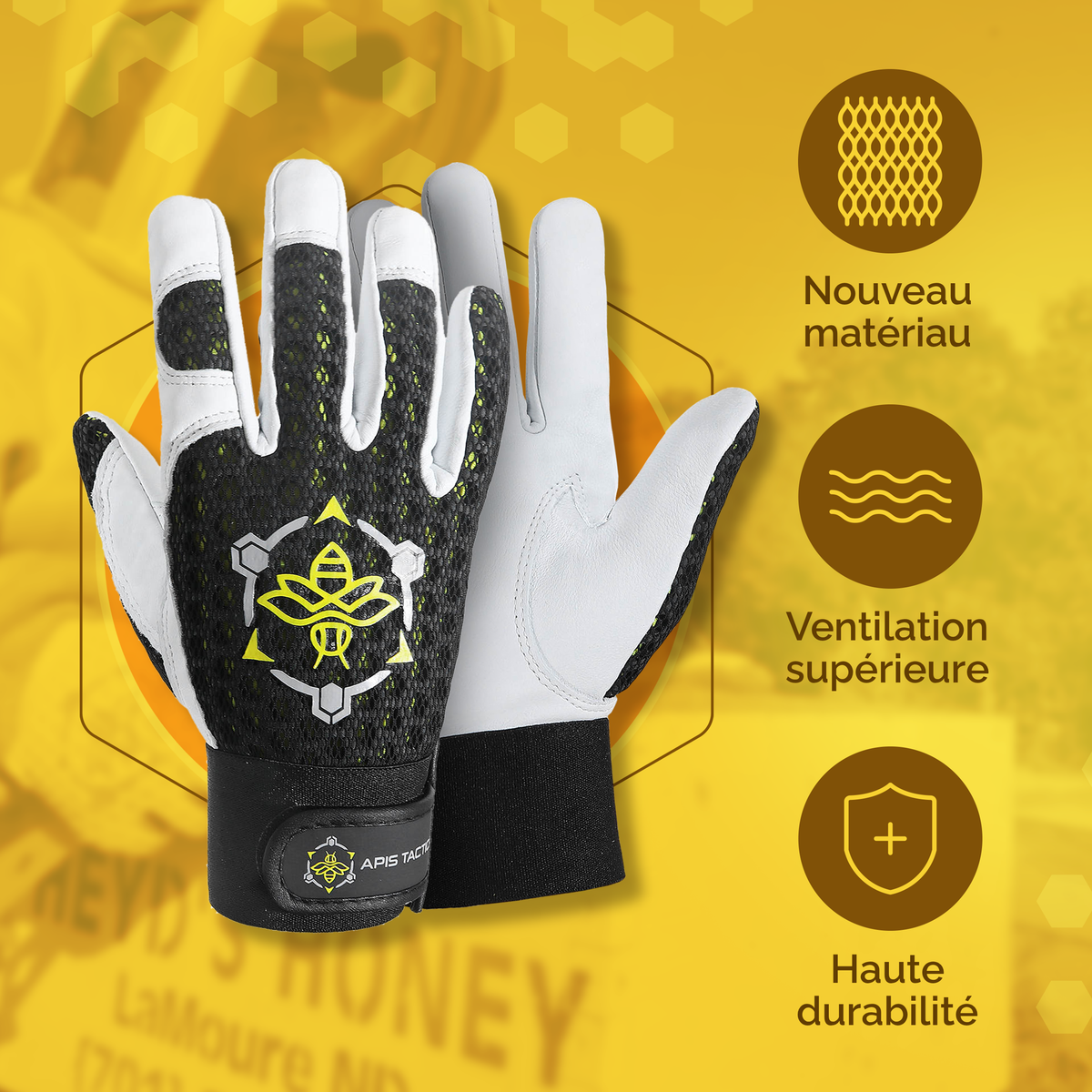 Gants d'apiculture Apis Tactical PRO blancs
