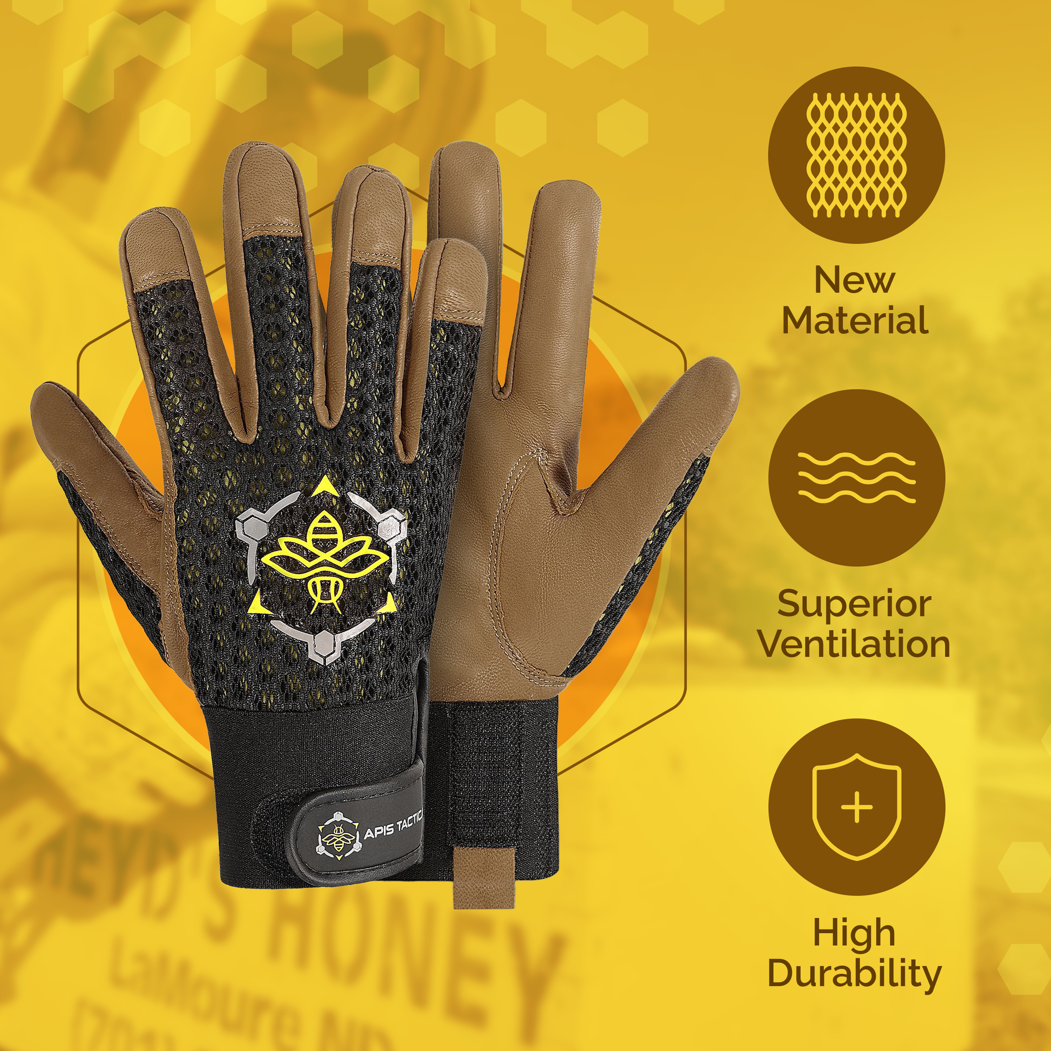 Apis Tactical Heavy Duty Beekeeping Gloves - Size M Off White Beekeeper Protection